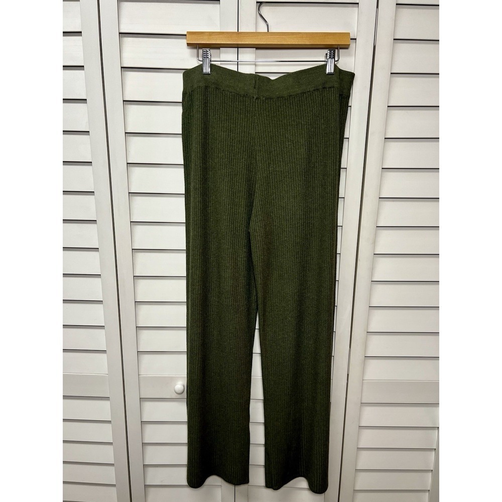Spring + Mercer High Rise Ribbed Wide Leg Pull On Pants Size Large Olive Green - Picture 8 of 8
